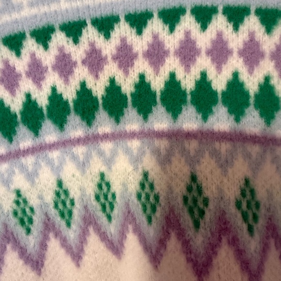 Pink Lily Fair Isle Sweater - White, Green, Purple - Picture 2 of 3